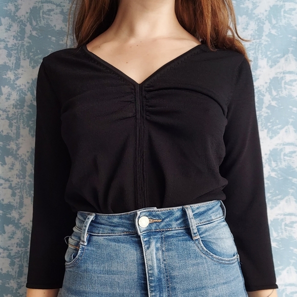 Black Ruched Blouse - Picture 3 of 5